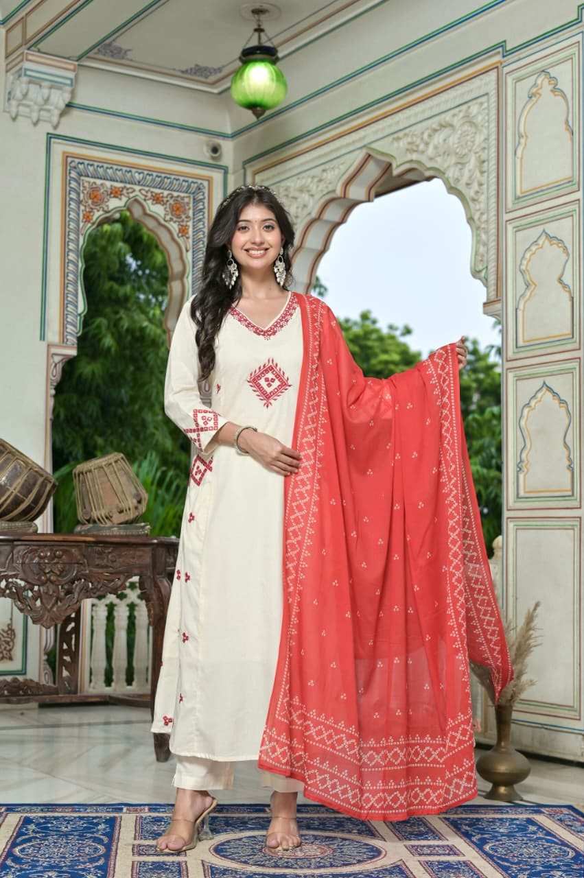 Ivory & Coral Diamond Embroidery Set – view 2
