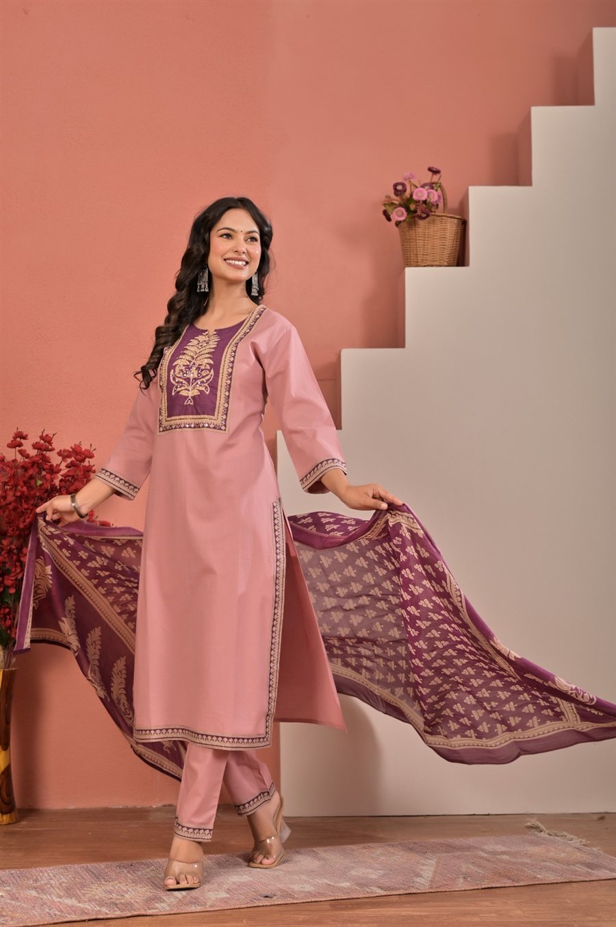 Plum & Dusty Rose Two-Tone Suit Set – view 2